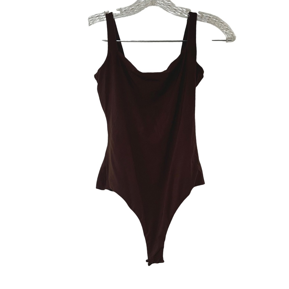 Quince Women Brown Sleeveless Square Neck Bodysuit Medium CMSL001 NWT